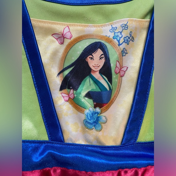 Disney Mulan Costume Dress 3T girl nightgown with Floral Design sparkle overlay - Picture 9 of 13